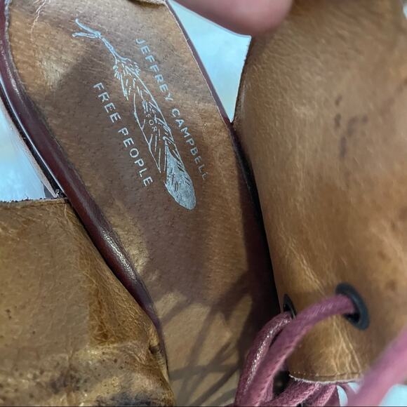 Jeffrey Campbell x Free People red burgundy minimal lace up heel size 7.5 suede - Picture 10 of 12